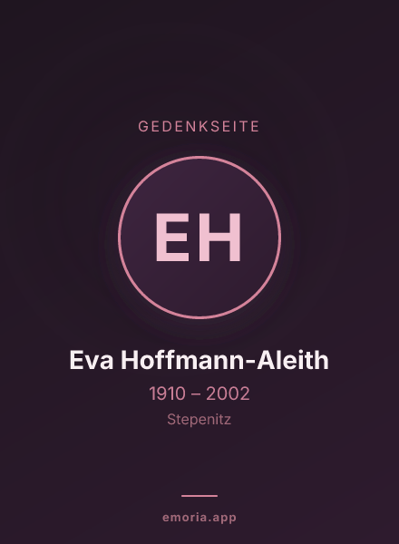 Gedenkportrait von Eva Hoffmann-Aleith
