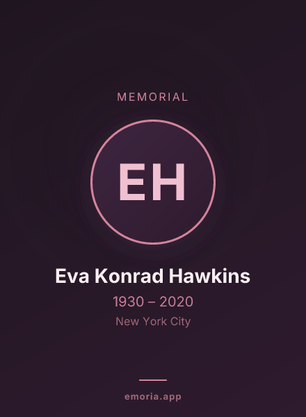 Memorial portrait of Eva Konrad Hawkins