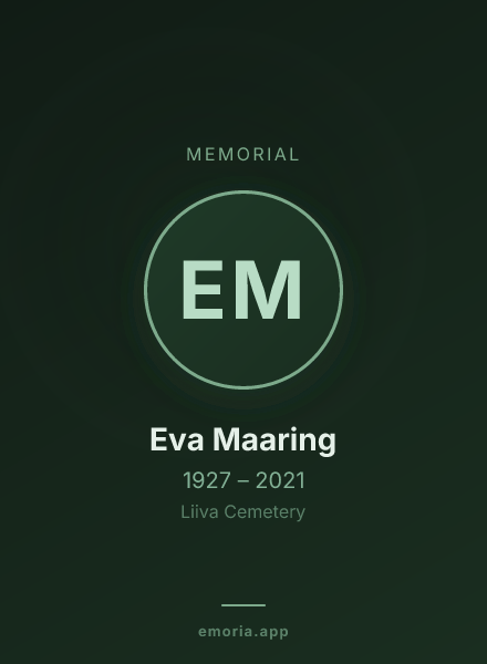 Memorial portrait of Eva Maaring