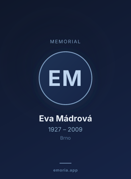Memorial portrait of Eva Mádrová