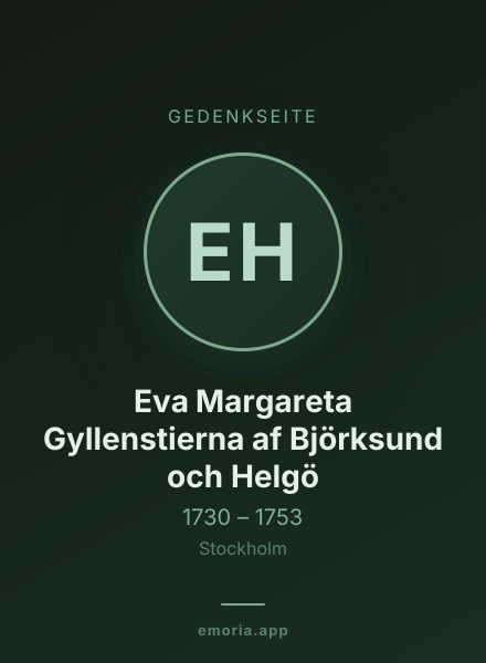 Gedenkportrait von Eva Margareta Gyllenstierna af Björksund och Helgö