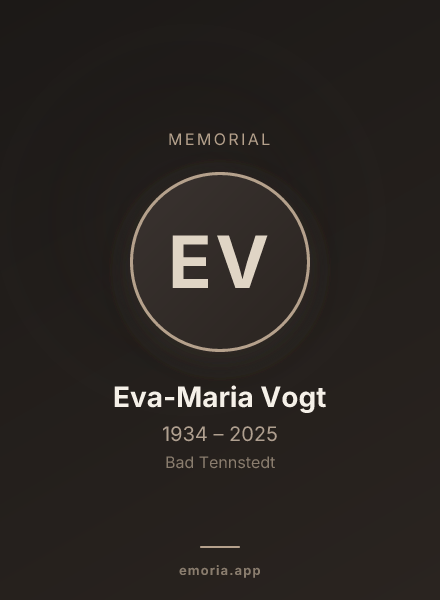 Memorial portrait of Eva-Maria Vogt