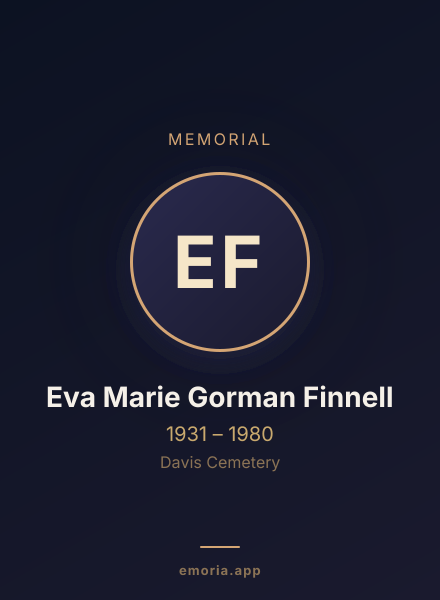 Memorial portrait of Eva Marie Gorman Finnell