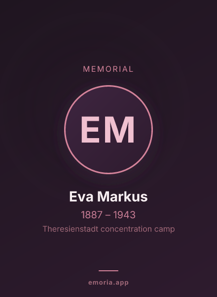 Memorial portrait of Eva Markus