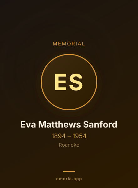 Memorial portrait of Eva Matthews Sanford