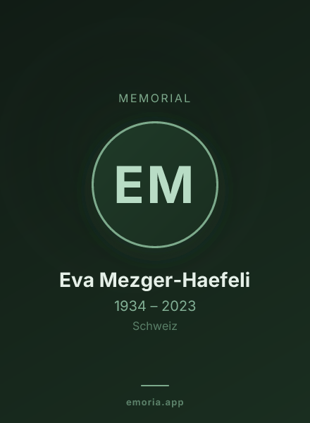 Memorial portrait of Eva Mezger-Haefeli