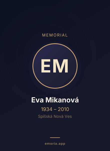 Memorial portrait of Eva Mikanová