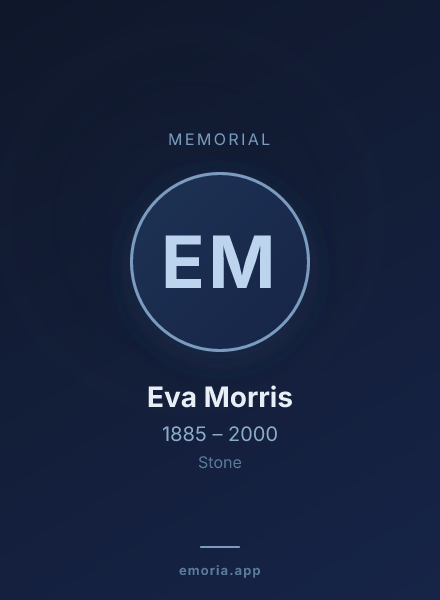 Memorial portrait of Eva Morris