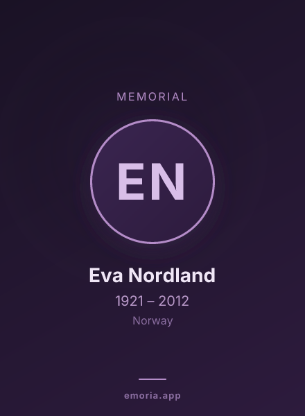 Memorial portrait of Eva Nordland