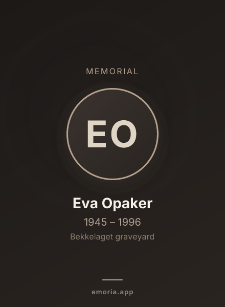Memorial portrait of Eva Opaker