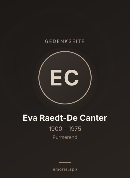 Gedenkportrait von Eva Raedt-De Canter