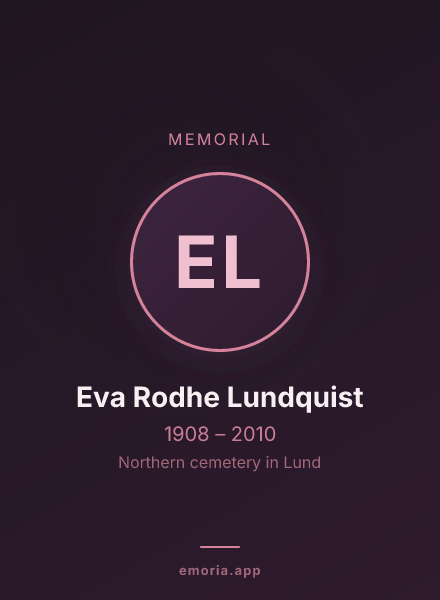 Memorial portrait of Eva Rodhe Lundquist