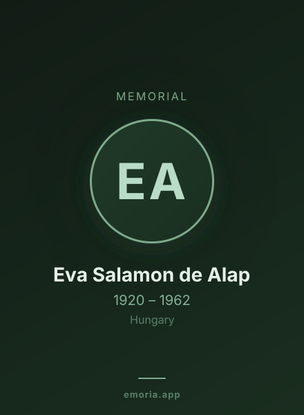Memorial portrait of Eva Salamon de Alap
