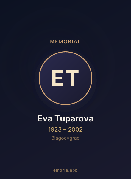 Memorial portrait of Eva Tuparova
