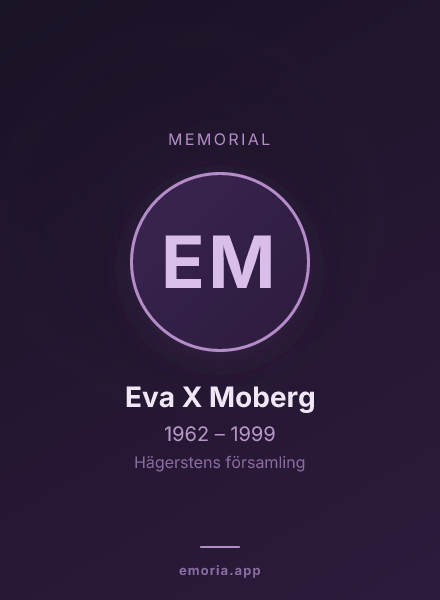 Memorial portrait of Eva X Moberg