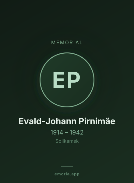 Memorial portrait of Evald-Johann Pirnimäe