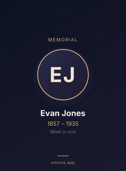 Memorial portrait of Evan Jones