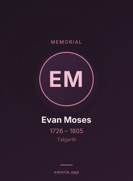 Memorial portrait of Evan Moses