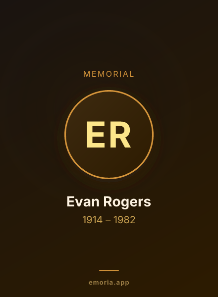 Memorial portrait of Evan Rogers
