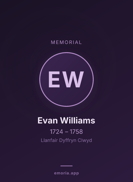 Memorial portrait of Evan Williams