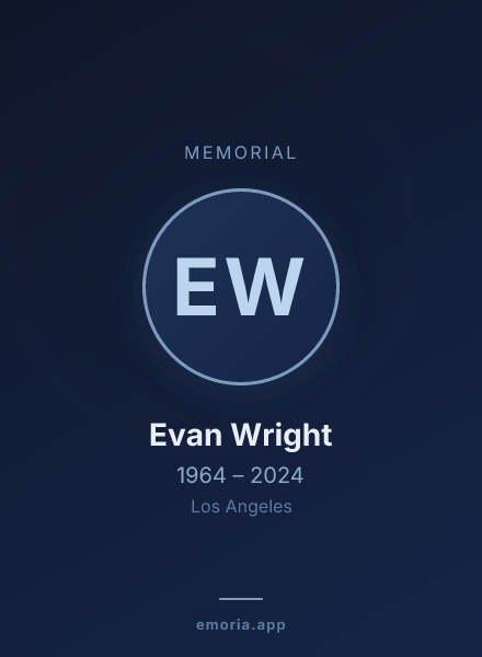 Memorial portrait of Evan Wright