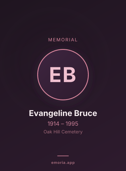 Memorial portrait of Evangeline Bruce