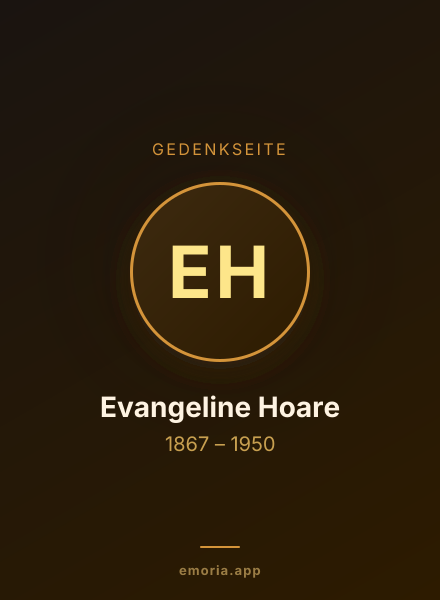 Gedenkportrait von Evangeline Hoare