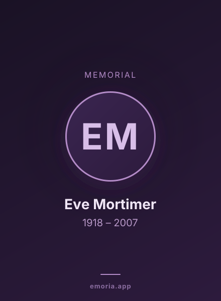 Memorial portrait of Eve Mortimer