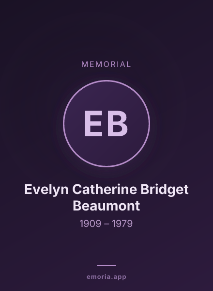 Memorial portrait of Evelyn Catherine Bridget Beaumont