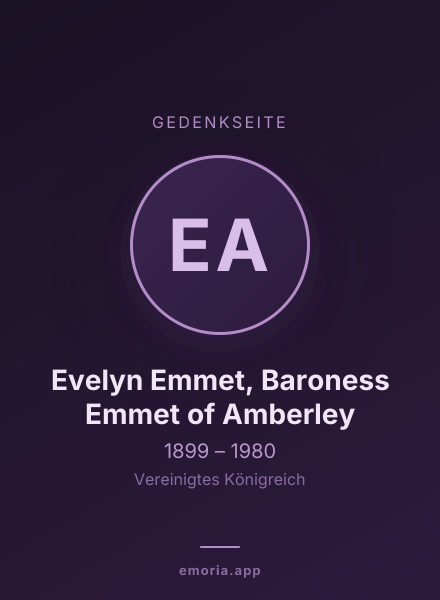Gedenkportrait von Evelyn Emmet, Baroness Emmet of Amberley