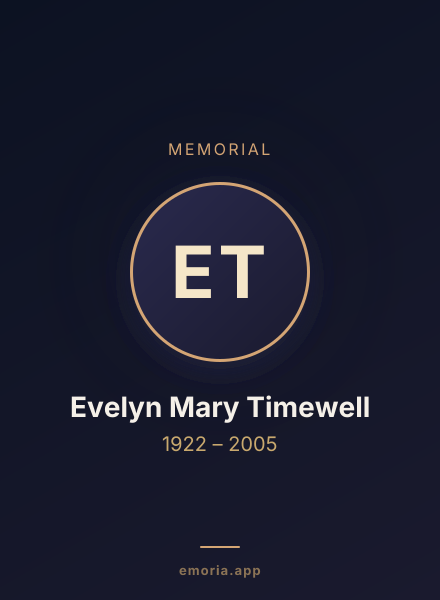 Memorial portrait of Evelyn Mary Timewell