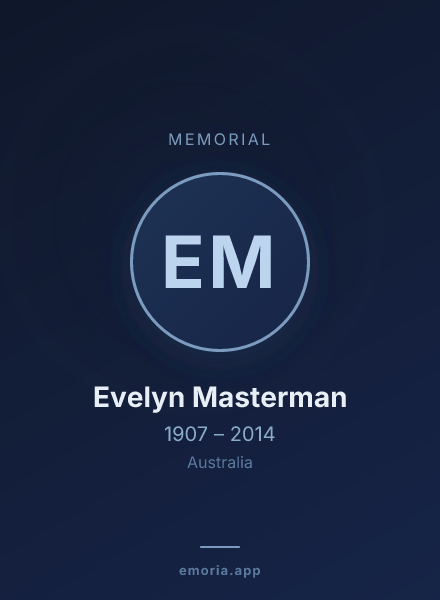 Memorial portrait of Evelyn Masterman