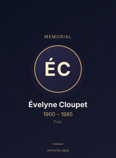 Memorial portrait of Évelyne Cloupet