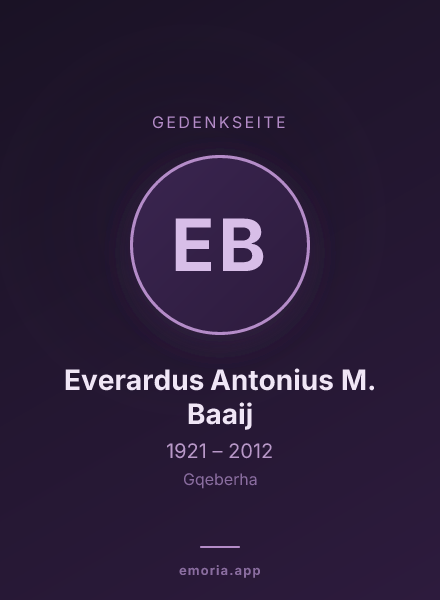 Gedenkportrait von Everardus Antonius M. Baaij