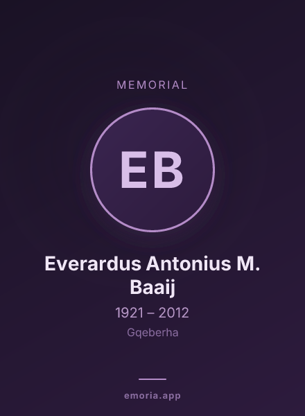 Memorial portrait of Everardus Antonius M. Baaij