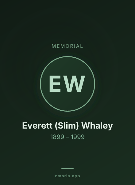 Memorial portrait of Everett (Slim) Whaley