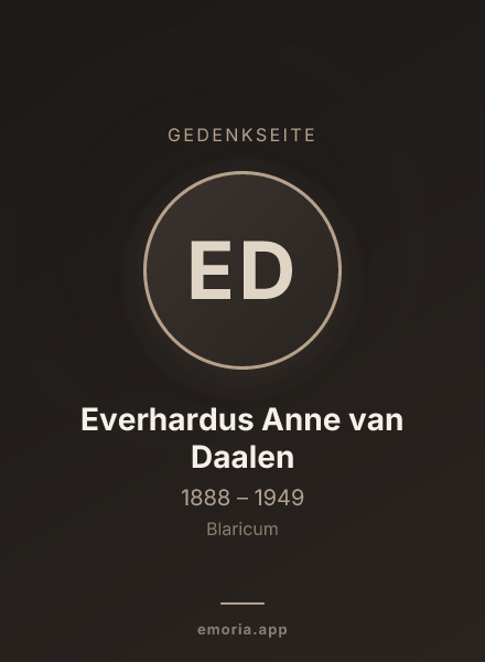 Gedenkportrait von Everhardus Anne van Daalen