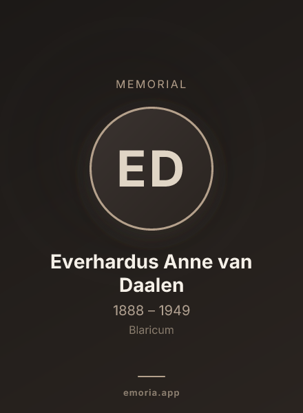 Memorial portrait of Everhardus Anne van Daalen