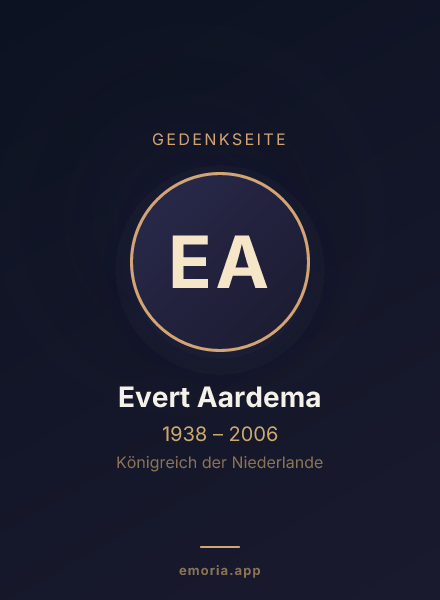 Gedenkportrait von Evert Aardema