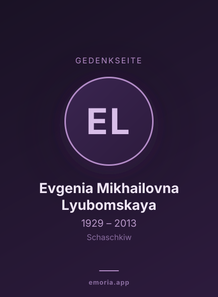 Gedenkportrait von Evgenia Mikhailovna Lyubomskaya