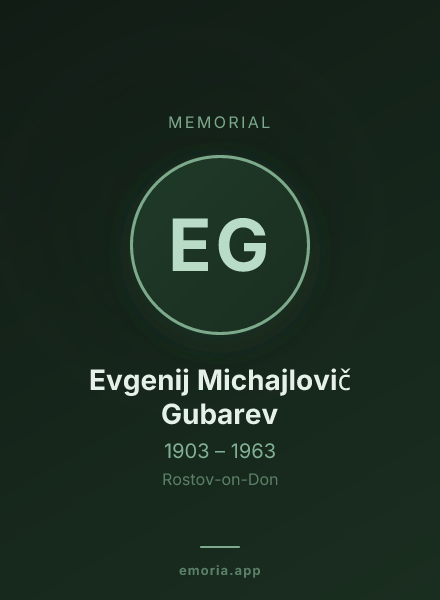 Memorial portrait of Evgenij Michajlovič Gubarev