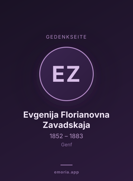 Gedenkportrait von Evgenija Florianovna Zavadskaja