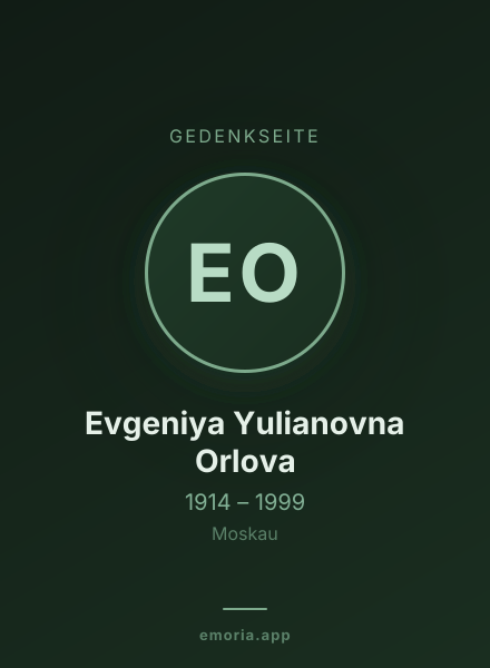 Gedenkportrait von Evgeniya Yulianovna Orlova