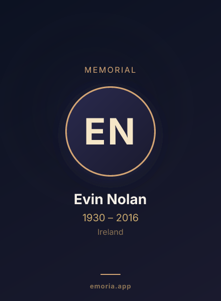 Memorial portrait of Evin Nolan