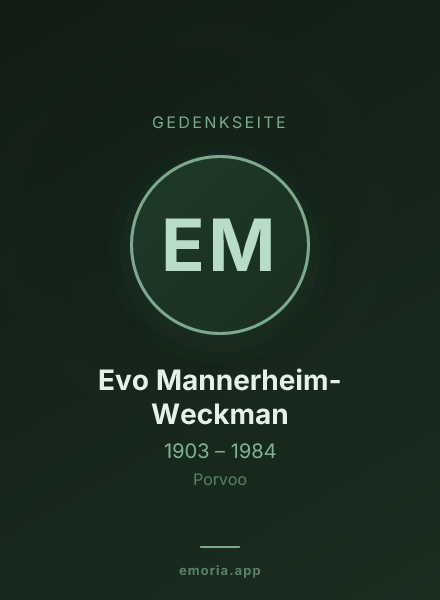Gedenkportrait von Evo Mannerheim-Weckman