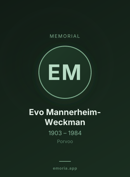 Memorial portrait of Evo Mannerheim-Weckman