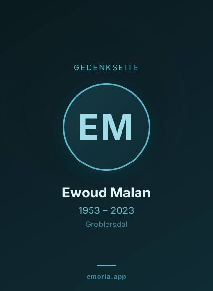 Gedenkportrait von Ewoud Malan