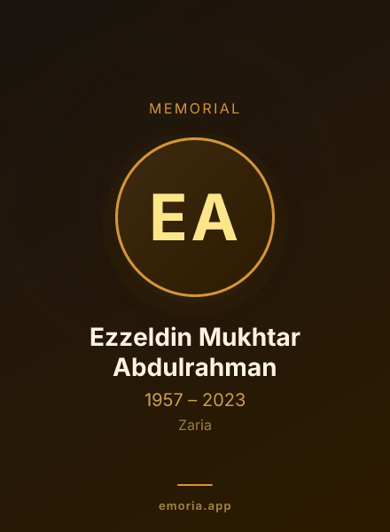 Memorial portrait of Ezzeldin Mukhtar Abdulrahman