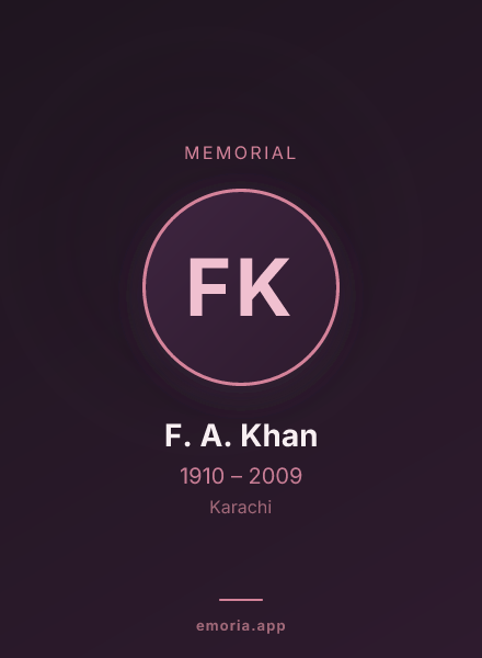 Memorial portrait of F. A. Khan