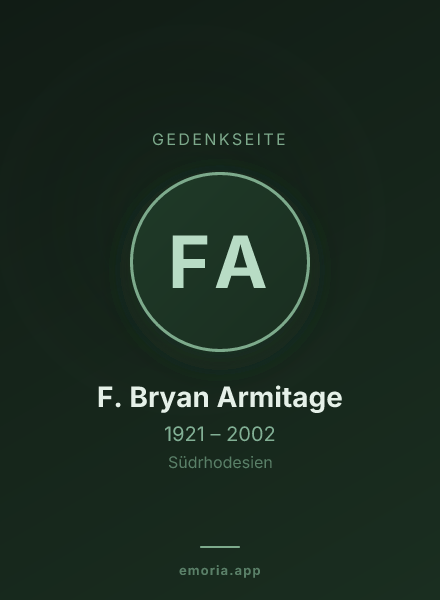 Gedenkportrait von F. Bryan Armitage